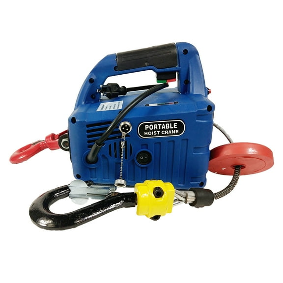 TECHTONGDA Wire-controlled Lifting Electric Hoist Portable Household Electric Winch Small Crane Hoist 450KGX7.6M 1500W