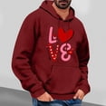thumbnail image 2 of Yiliang Men's Valentine's Day Printed Casual Hooded Long Sleeved Sweatshirt,Wine,2XL, 2 of 4