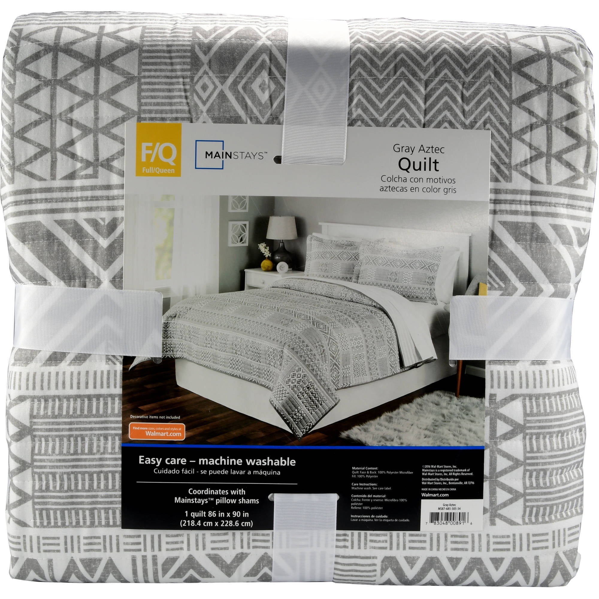Mainstays Grey Aztec Quilt, Full Queen 783048008916 eBay