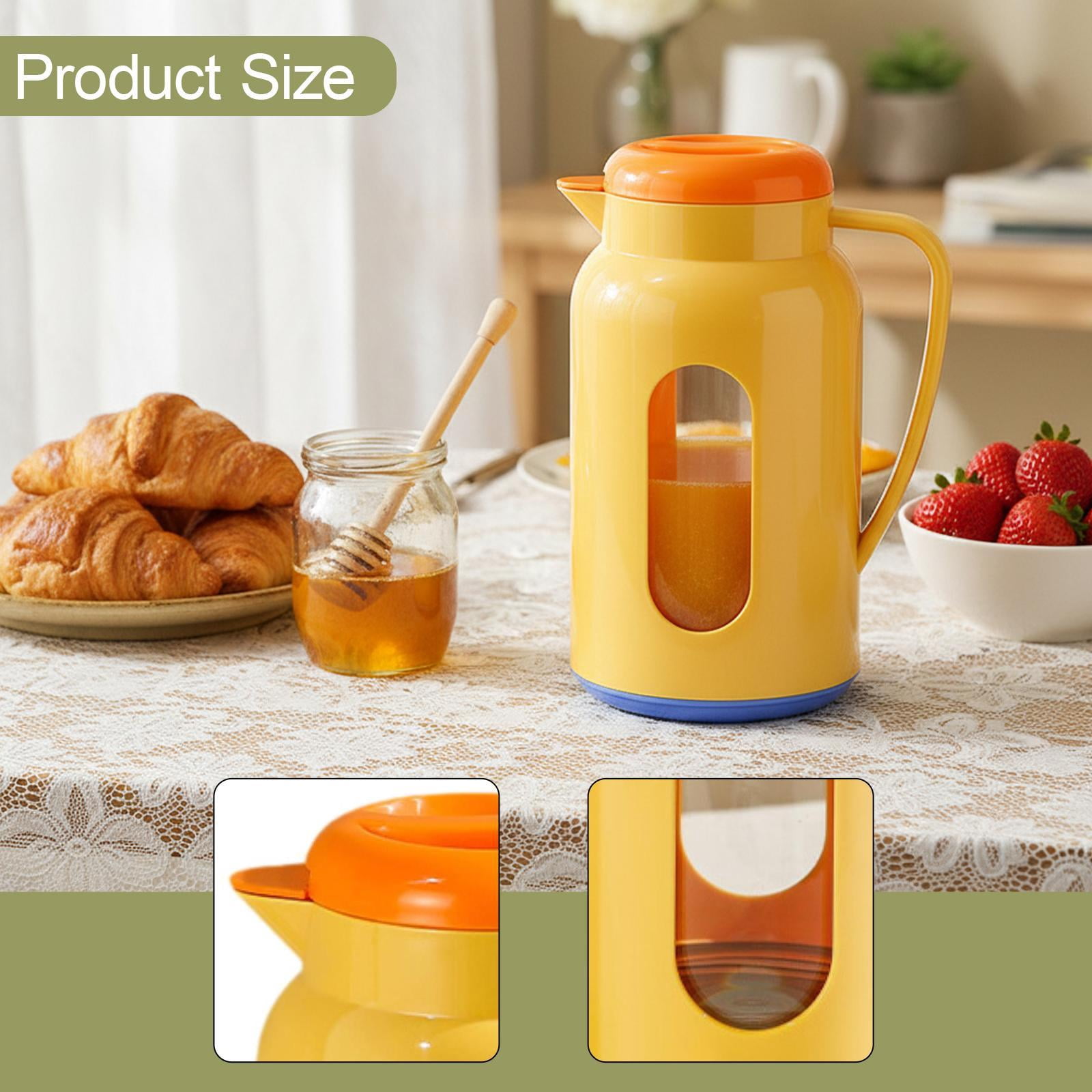 Fiocias Glass Pitcher Easy to Fill Cold Drink Jug Leakproof Fridge Jug Kettle for Summer Orange Blue