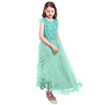 thumbnail image 6 of IBTOM CASTLE Flower Little Big Girls Maxi Dress Bridesmaid Wedding Pageant Party Princess Communion Floral Boho Vintage Lace Dance Gown 13-14 Years Turquoise Green, 6 of 8