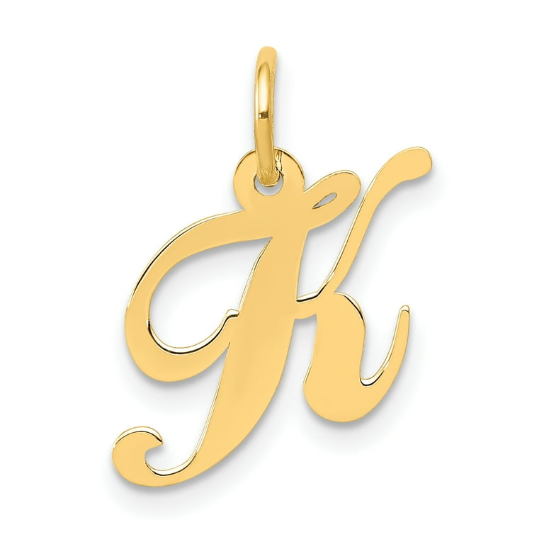 Carat in Karats 10K Yellow Gold Small Fancy Script Initial K