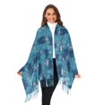 thumbnail image 3 of FORMRS Womens Scarf Winter Soft Long Big Warm Shawls Wrap Tassel Scarves, Blue Forest Cat Pattern, 3 of 9