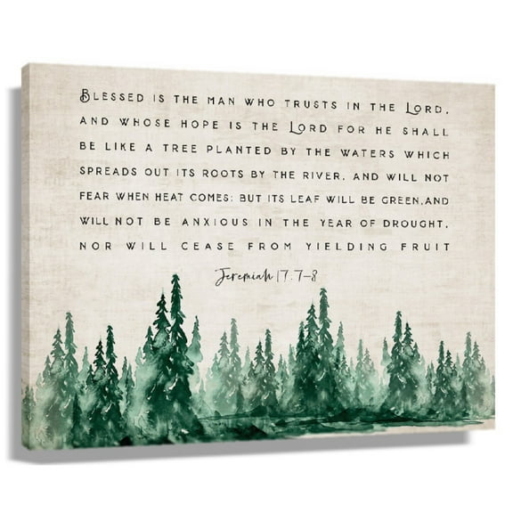 Bible Verse Wall Art Jeremiah 17 7 Posters Green Forest Nature Prints Paintings For Living Room Office Unframed 12x18 in