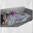 thumbnail image 6 of Indie Soft Flannel Fleece Throw Blanket, Psychedelic Mandala Inspired Round Rose 80s 90s Retro Vintage Vibrant, Cozy Plush for Indoor and Outdoor Use, 50" x 70", Pale Blue Lavender, by Ambesonne, 6 of 6