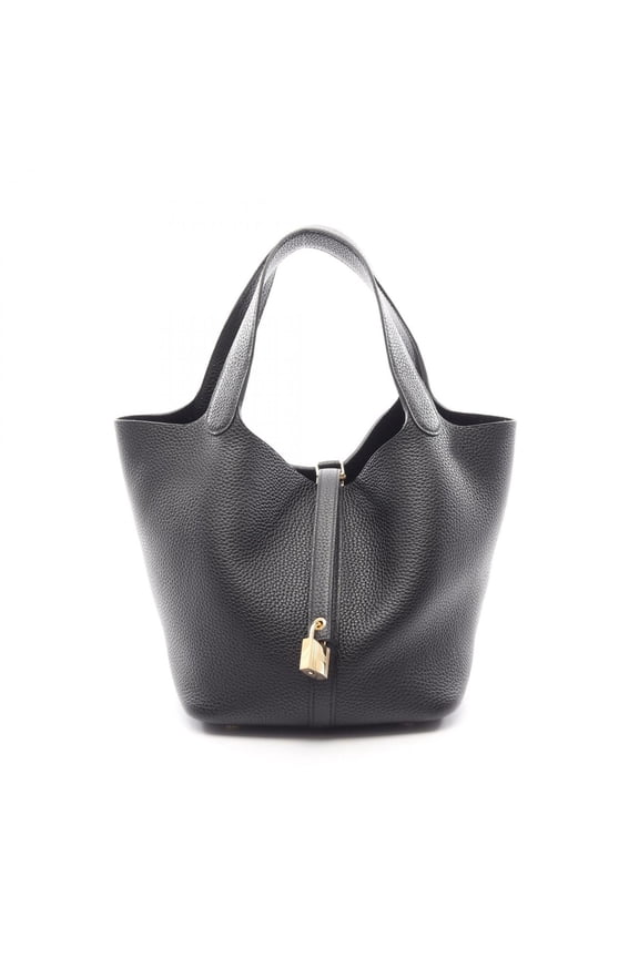 Pre-Owned Hermes Picotin Lock MM Handbag, Leather, Taurillon Clemence Women's, Black