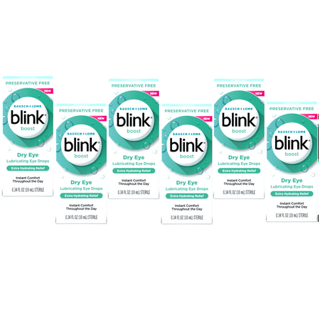 6 Pack - Blink Boost Preservative-Free Lubricating Eye Drops, Eye Care Drops for Dry Eyes, Instant Moisture for Dry Irritated Eyes & Comfort Throughout the Day, Contact Lens Friendly, 10 mL