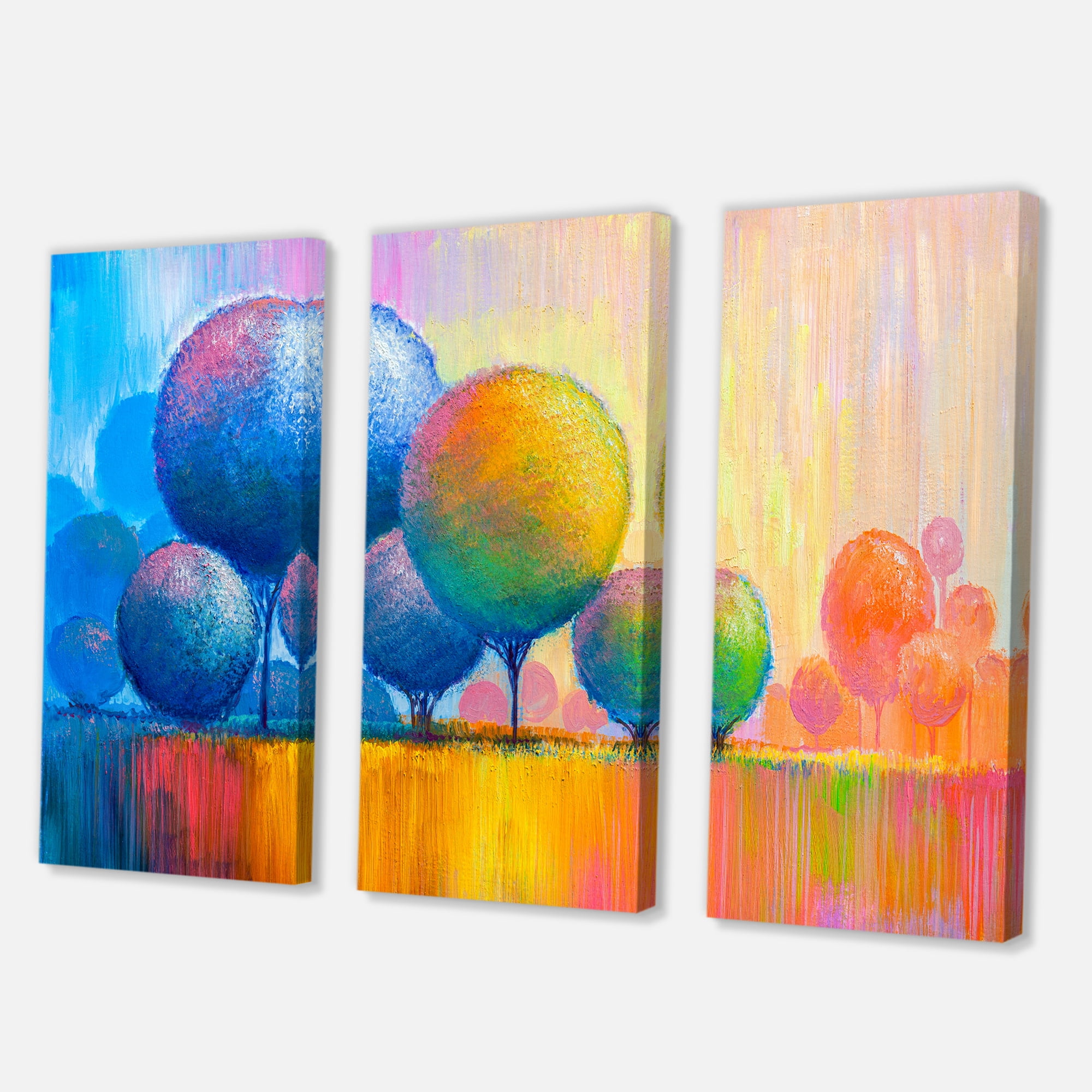 Designart ' Ornamental Colourful Trees VII ' Modern Canvas Wall Art Print