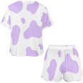 thumbnail image 3 of NICKSUN Pyjama d'Été 2 Pcs pour Femmes, Ensemble de Vêtements de Nuit Doux et Confortables avec Short de Détente, Imprimé Vache Violet, 4TG, 3 of 8