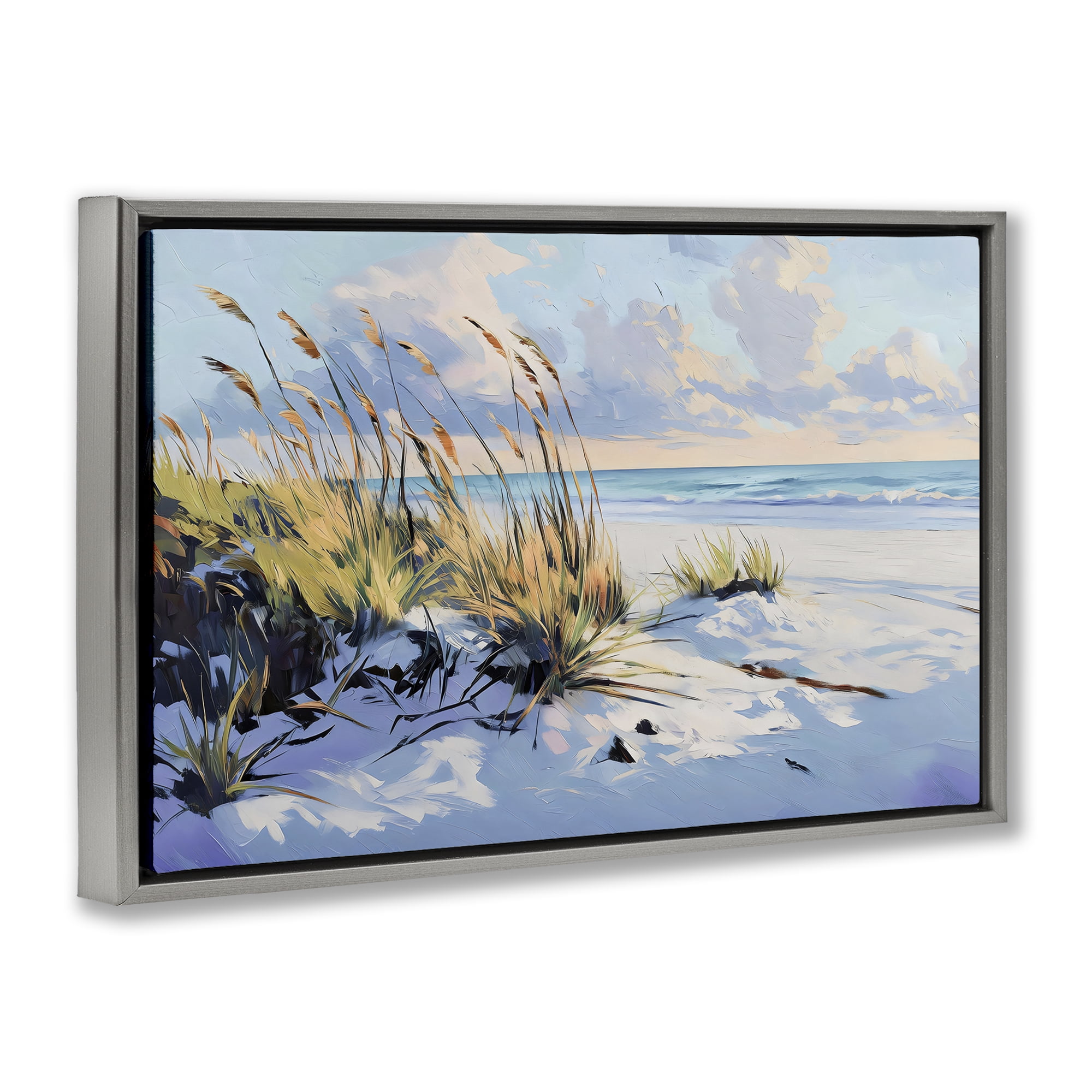Stupell Industries Grassy Sand Dunes Beach Gray Framed Floater Canvas Wall Art, design by Gina Kelly