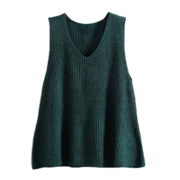 YM YOUMU Women V-neck Knit Vest Sleeveless Jumper Sweater Loose Casual