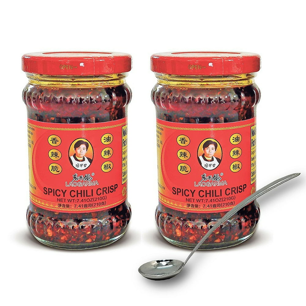 Lao Gan Ma Spicy Chili Crisp Roasted Hot Chili Sauce 7.41 Oz X 2 with 1