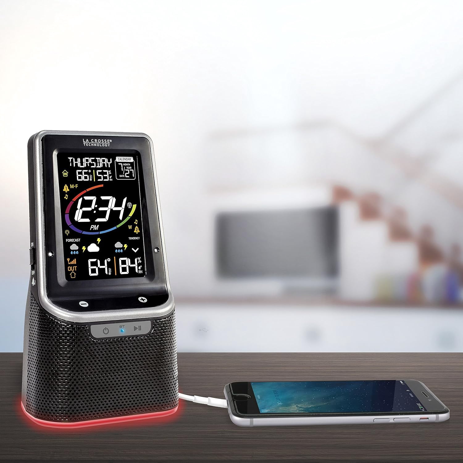 S87078 Wireless Weather Station with Bluetooth Speaker and Atomic Time and Date