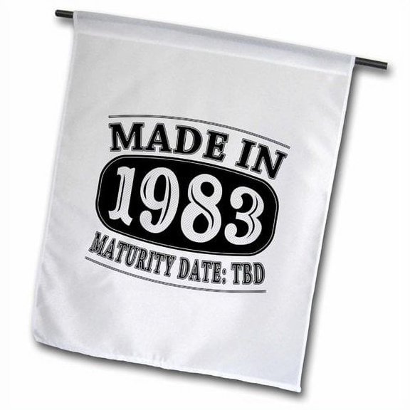 3dRose, Made in 1983 - Maturity Date TDB, 12 x 18 inch Garden Flag