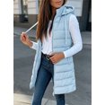 thumbnail image 3 of Fall Winter Women Sleeveless Long Vest Hooded Puffer Zipper Outwear Vest, 3 of 7