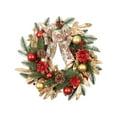 thumbnail image 2 of 17 Inch Christmas Wreath Decor - Red & Gold Holiday Door Wreath with Berries, Bows & Pinecones for Indoor/Outdoor Decor (Battery-Operated Lights Optional)‌, 2 of 8