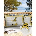 thumbnail image 3 of Farm Cute Gnome with Honey Bees Outdoor Pillow Covers Set of 2,Decorative Waterproof Throw Pillow Case,Yellow Grid and Rustic Wood Grain Cotton Linen Soft Cozy Cushion Pillowcases, 3 of 7