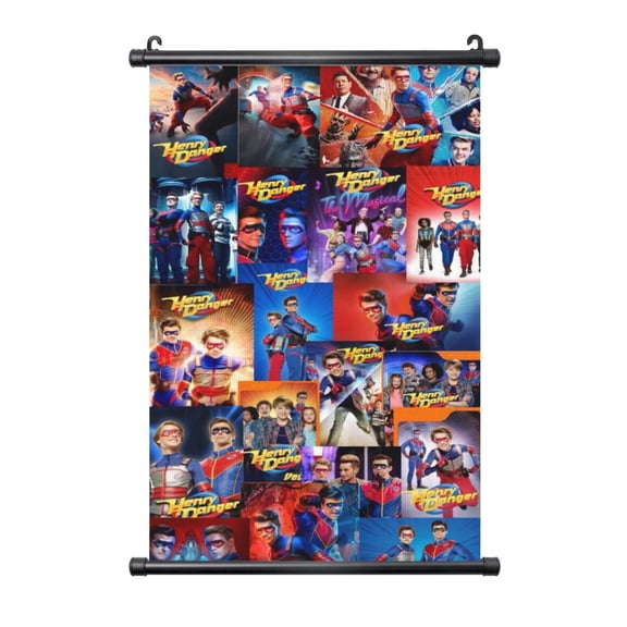 Henry Danger Hanging Poster Plastic Shaft Canvas Wall Hanging Banner Wall Art Painting Artwork Decor For Home Living Room Bedroom Office 16"X24"