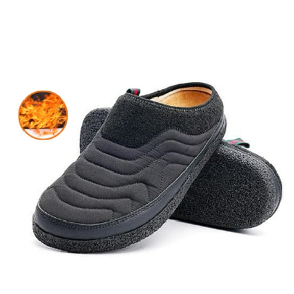 Cyiecw Winter Warm Cotton Slippers Wide House Slippers for Memory Foam Flat with Anti-slip Sole Comfortable Fluff Bedroom Slippers