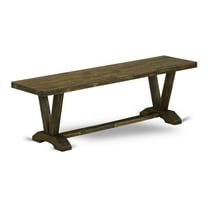 Pemberly Row V-Style 15x60" Wood Dining Bench in Jacobean Brown
