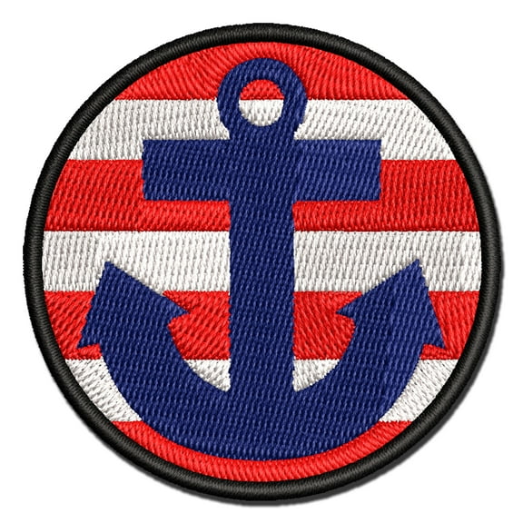 Boat Anchor Nautical Applique Multi-Color Embroidered Iron-On Patch - 2.5 Inch Small