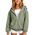 thumbnail image 3 of YOUYEDIAN Half Zip up Hoodies for Teen Girls Casual Fleece Hooded Sweatshirt Fall Winter Long Sleeve Hoodie, 3 of 4