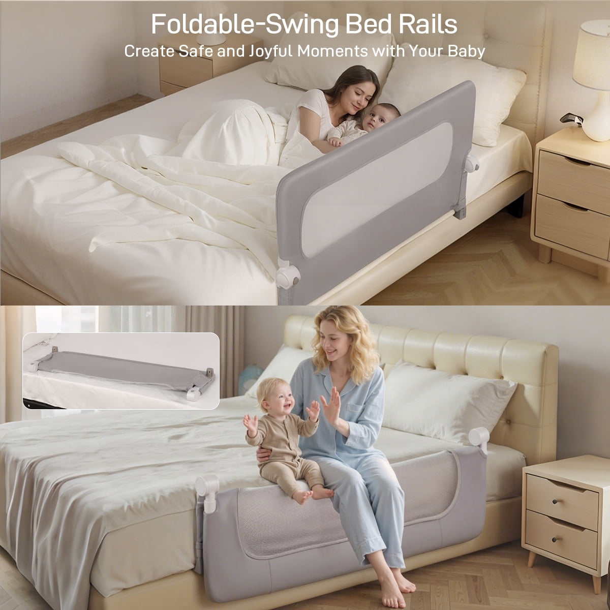 Bed Rail for Toddlers, Caveen 47" Toddler Bed Rails, Bed Rail Guard for Kids, Twin, Full, Queen Bed