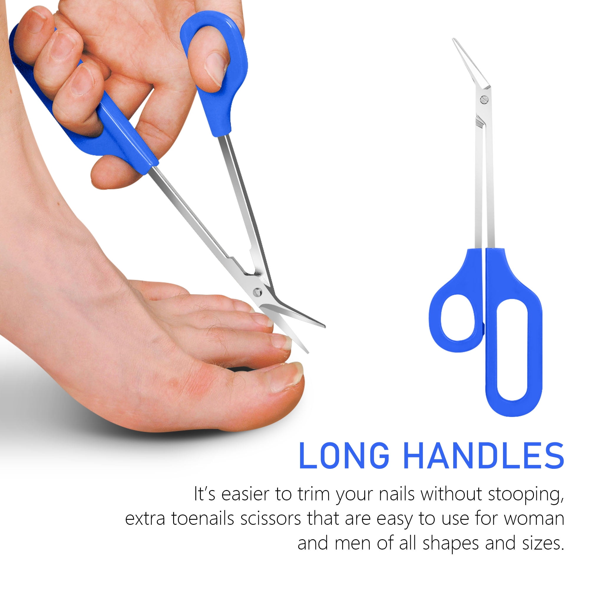 Body Toolz EZ Reach Long Handle Toenail Scissor for Seniors, Elderly with Limited Mobility Issues.
