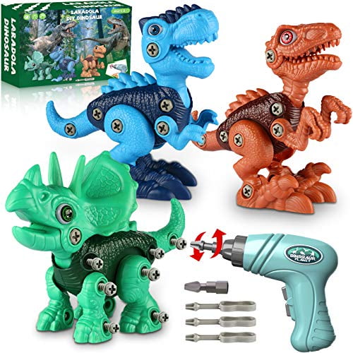 Take Apart Dinosaur Toys for Boys w/ Light Sound Birthday Easter Xmas Gifts Dino Construction Building Educational Learning Sets with Electric Drill Dinosaur Toys for Kids 3-5 Stem Dinosaur Toys 