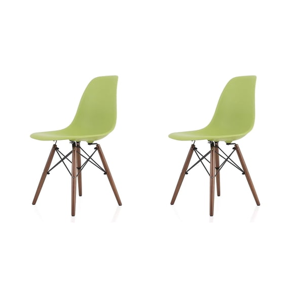 Eiffel Dining Chair with Wood Base - Green