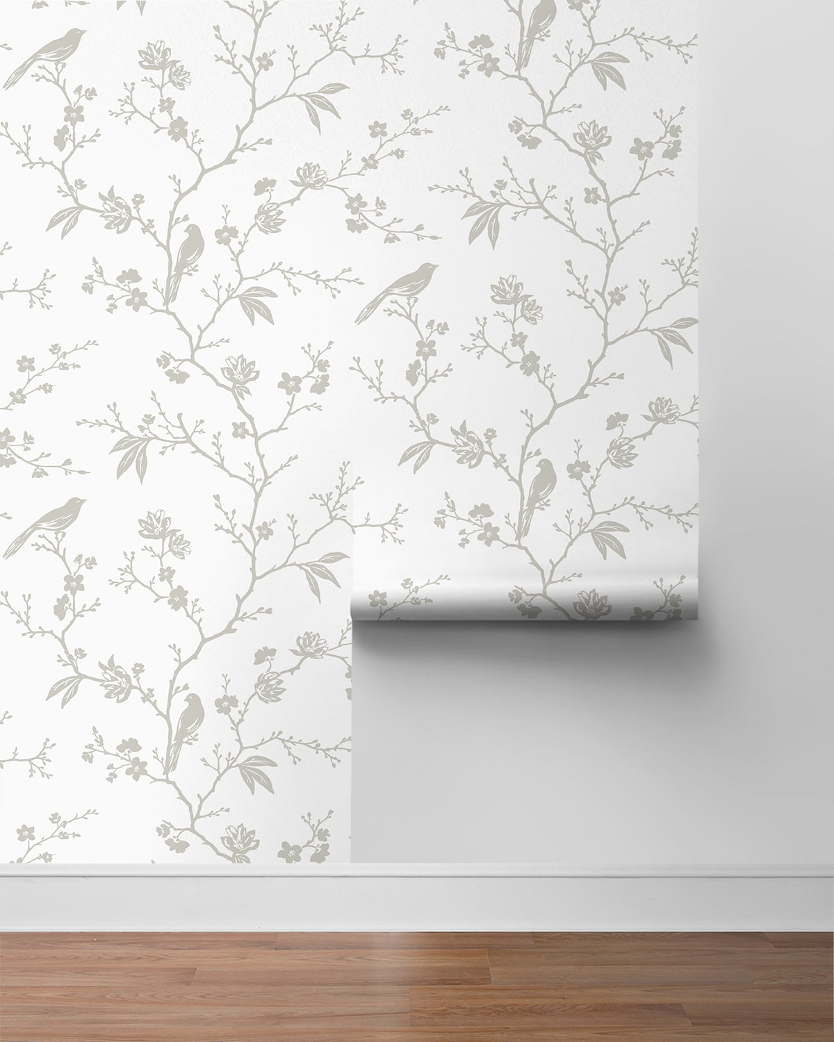 NextWall Nickel Songbird Chinoiserie Peel and Stick Wallpaper