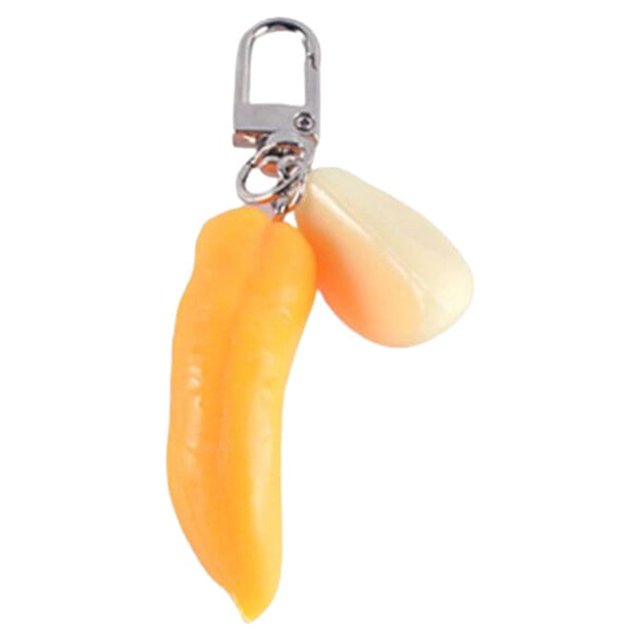 Guardurnaity Cadena anillo Chilli portátil casa coche llavero portátil mochila bolso colgante llavero colgante joyería mujer hombre Accesorios de disfraces Amarillo