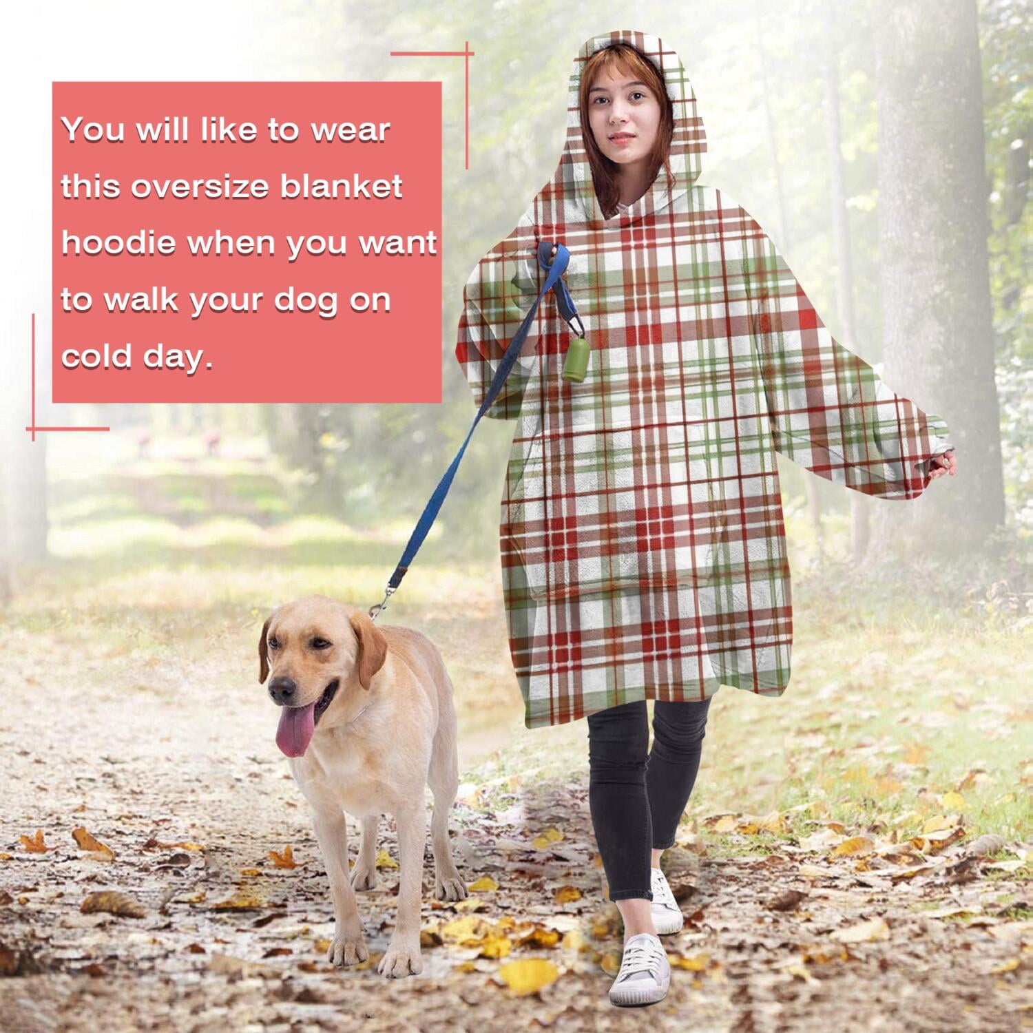 Multi Color Plaid Checkered Pattern Wearable Oversized Blanket,Wearable Blanket Hoodie for Adults,Cozy Hooded Blankets with Super Pockets,Super Warm Fuzzy Pullover for Women & Men