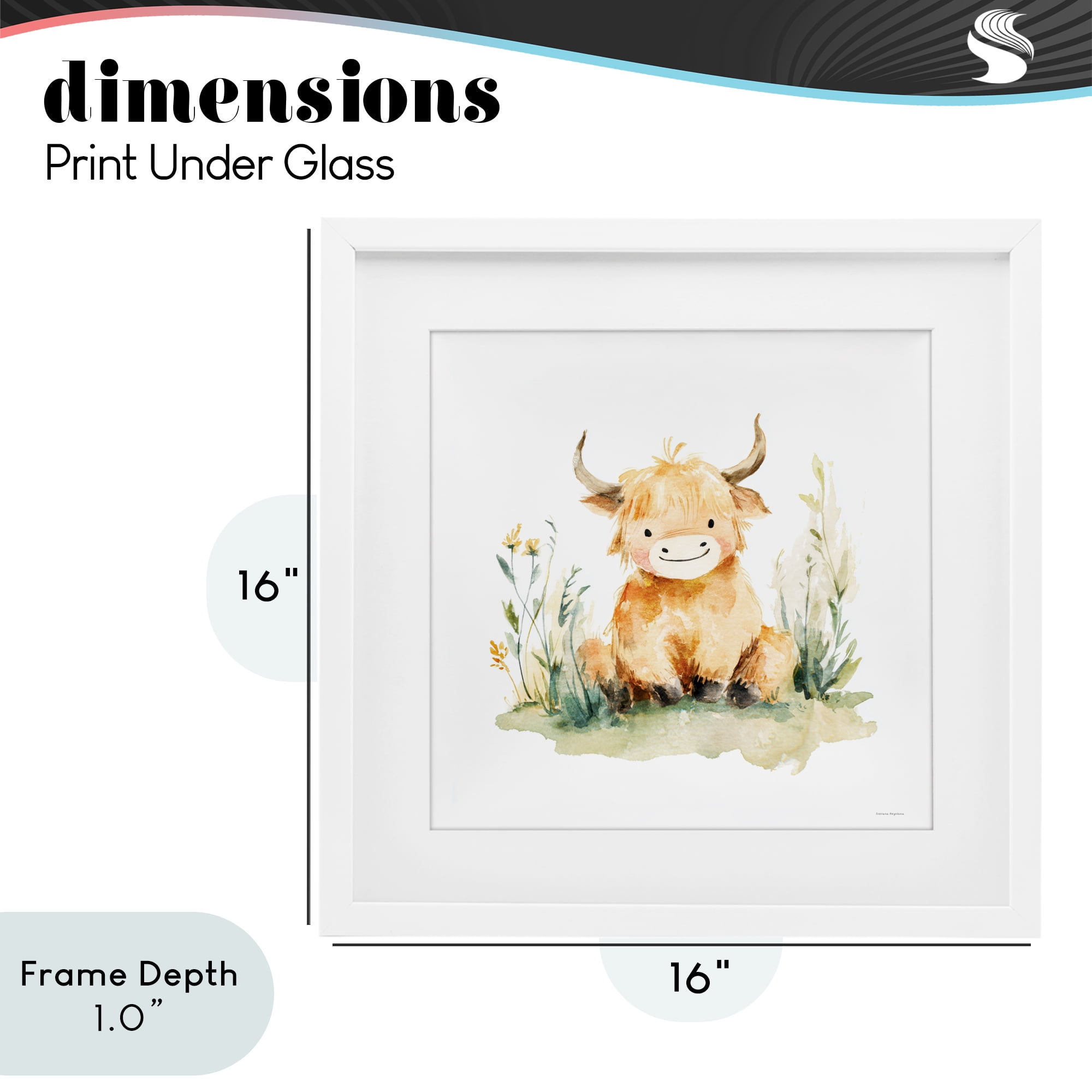 Stupell Industries Little Highland Calf White Framed Print Under Glass, design by Svetlana Aleynikova