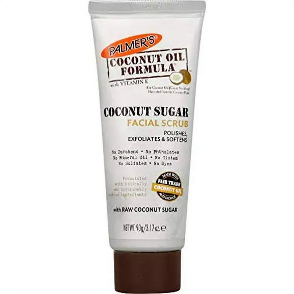 Palmer's Raw Coconut Sugar Facial Scrub, Exfoliator Face Wash, Gently Polishes & Softens Skin, 3.17 Ounce (Pack of 1)