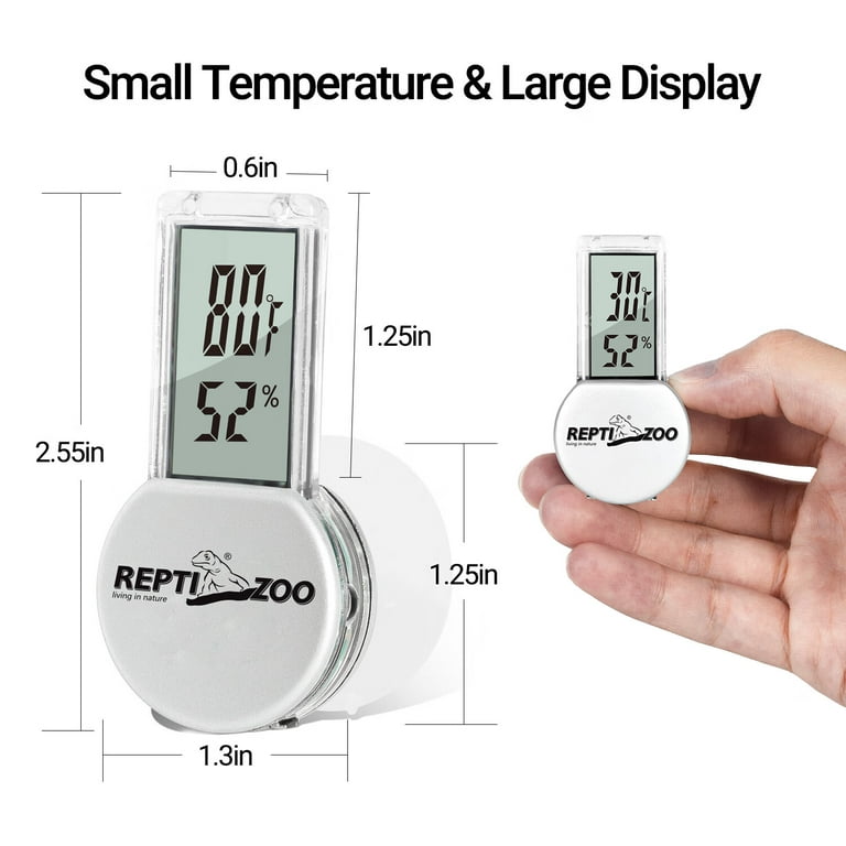 Repti Zo Reptile Digital Thermometer Hygrometer Accurate LCD Display,Reptile Tank Thermometer with Suction Cup for Bearded Dragon,Amphibians Tank Accessories