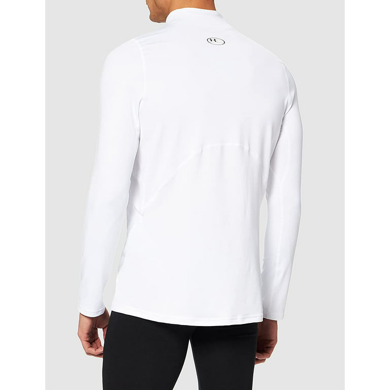 Under Armour Mens ColdGear Fitted Mock Medium White 100/Black | Sporttops