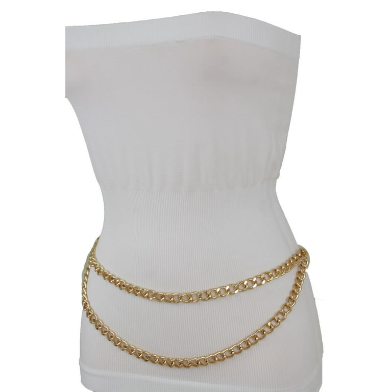 Women's Gold Chain Waist Belt - A New Day™ Black XL - Yahoo Shopping