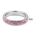 thumbnail image 5 of Silver Womens Ring Rose Pink Anillo Para Mujer Stainless Steel Ring with Top Grade Crystal in Light Rose, 5 of 5