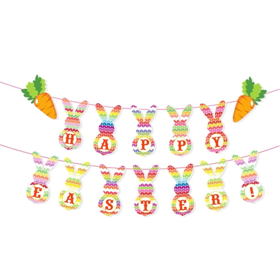 Tumao Happy Easter Banner Easter Bunny Decorations for Indoor & Outdoor, Spring Party Supplies, Festive Holiday Hanging Sign