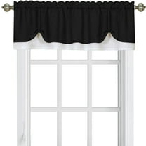 Woven Trends Two-Tone Window Curtain Valance, Double Layer Short Valance Small Window Curtains for Bathroom Living Room and Kitchen, Black/White, 58" (W) x 14" (L) Valance