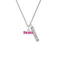 thumbnail image 2 of Delight Jewelry Hot Pink ''Peace'' with Heart Silvertone Mother Daughter Bar Charm Necklace, 23", 2 of 4