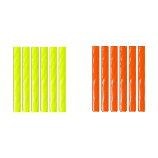 WUSUOWEI 12PCS Reflector Bands,Fluorescent Slap,Arm Bands,High Visibility Slap Reflector Strips,NightSafety Bands,Bag Bands for Adults When Riding Running Hiking Jogging,Green,Orange