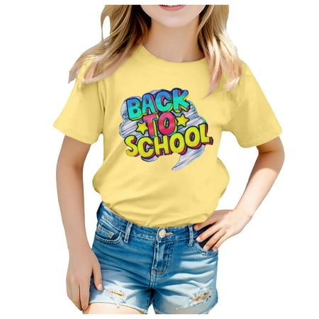 

Kids School Season Back to School Season Printed Casual Short Sleeve Top T Shirt Long Sleeve Tops for Little Girls Short Sleeve Tee Tops Girls Long Sleeve Undershirt Girls Get Too Shirt Short Pajamas
