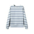 thumbnail image 4 of Otntypg Womens Casual Striped Sweatshirts Lightweight Fall Long Sleeve Basic Crewneck Pullover Tops Loose Basic Athletic Workout T-Shirts Light Blue XL, 4 of 5