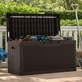thumbnail image 6 of Homall 100-Gallon Outdoor Resin Deck Box for All-Weather Use Lockable Waterproof Storage Solution with Cushion Storage,Dark Brown, 6 of 7