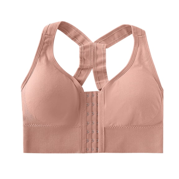 Stamzod Women's Racerback Sports Bra Front Closure Wireless Push Up Bra No Underwire Supportive Workout Bras for Women