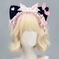 thumbnail image 4 of Yvsxxv 1Pc Black Pink Lace Bow Cat Ear Headband Hair Accessories, 4 of 7