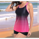 thumbnail image 4 of Traje de Baño de Dos Piezas para Mujer, con Control de Abdomen, Fluido, Camiseta Sin Mangas y Pantalones Cortos, Color Rosa y Rojo, Talla L, 4 of 9