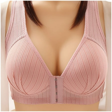 

Forestyashe Full Coverage Bras for Women Steel Ring Thin Front Button Breathable Gathers Underwear Comfort Bra